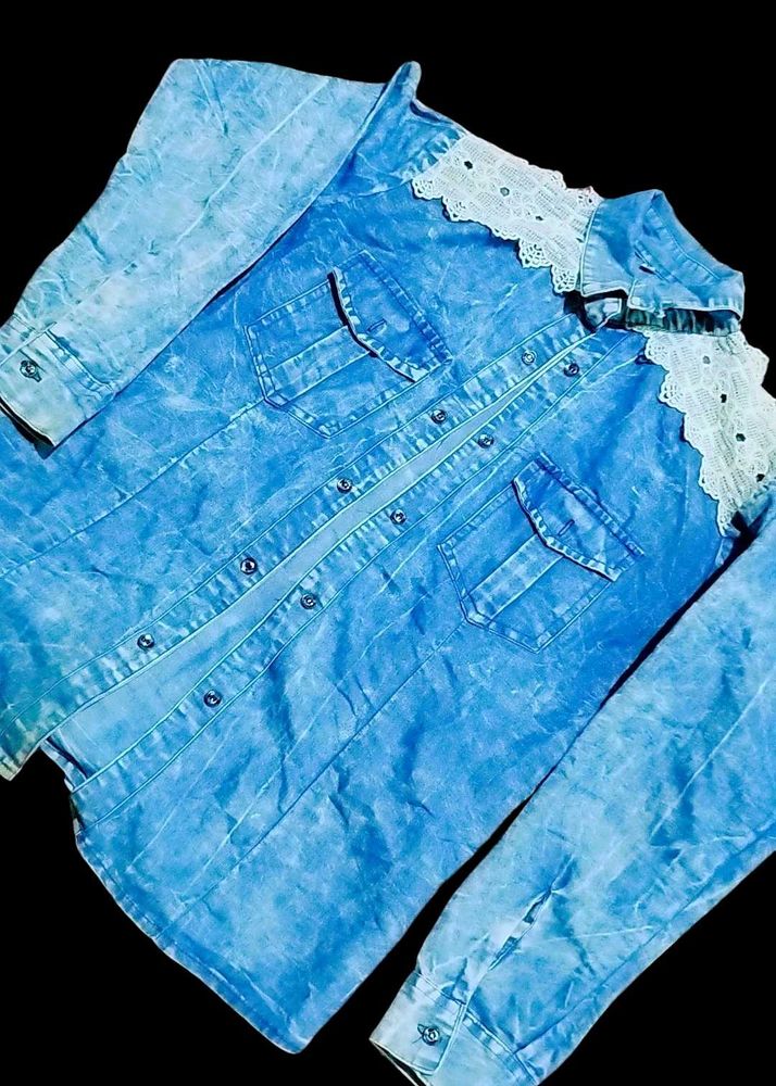 Denim Shirt with Lace