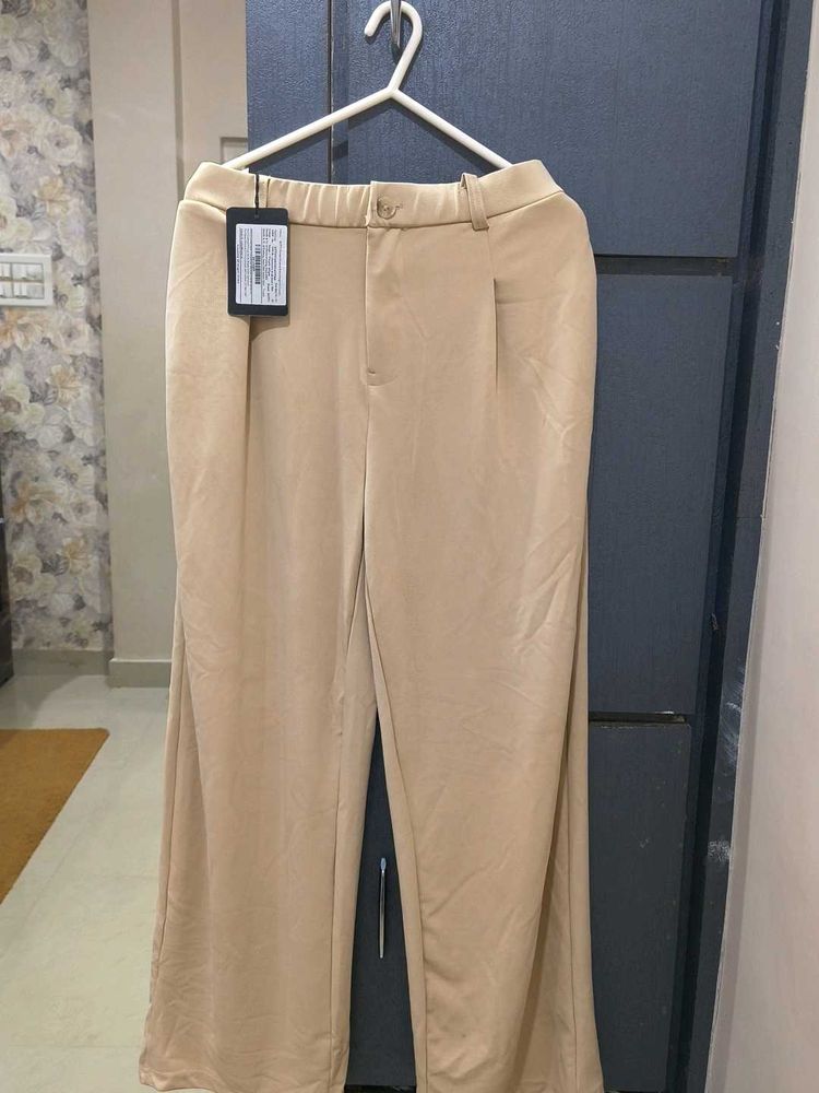 Elegant Beige high waist trousers