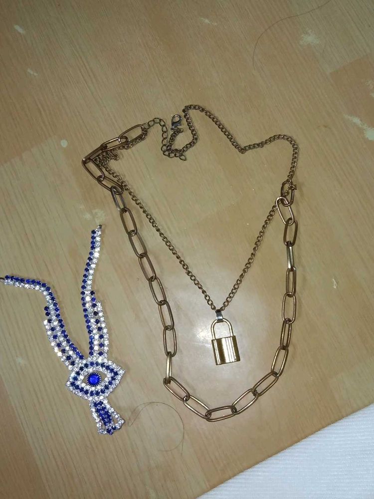 Layered Necklace And Beautiful Eye Pendant Combo