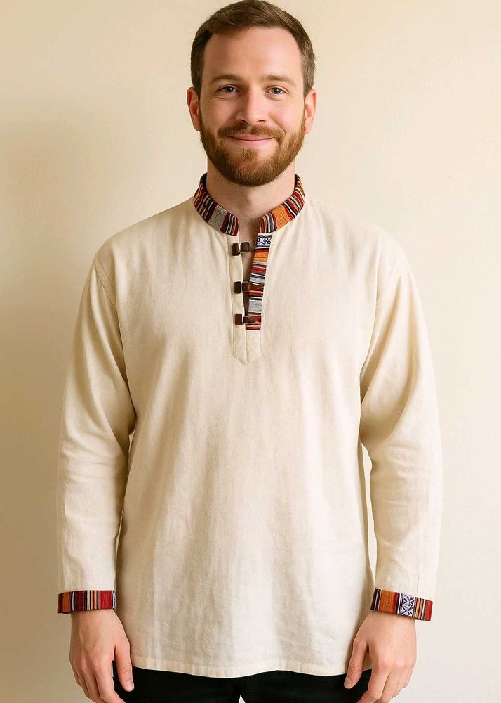 UNISEX Ethnic Print Long Sleeve Pahadi Kurta