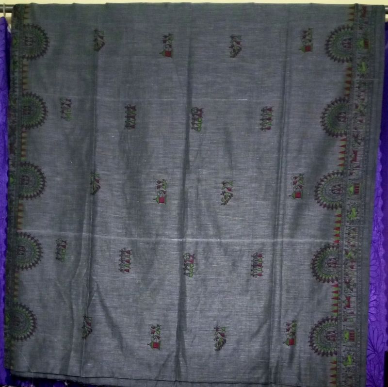 Grey Colour Pure Handloom Saree