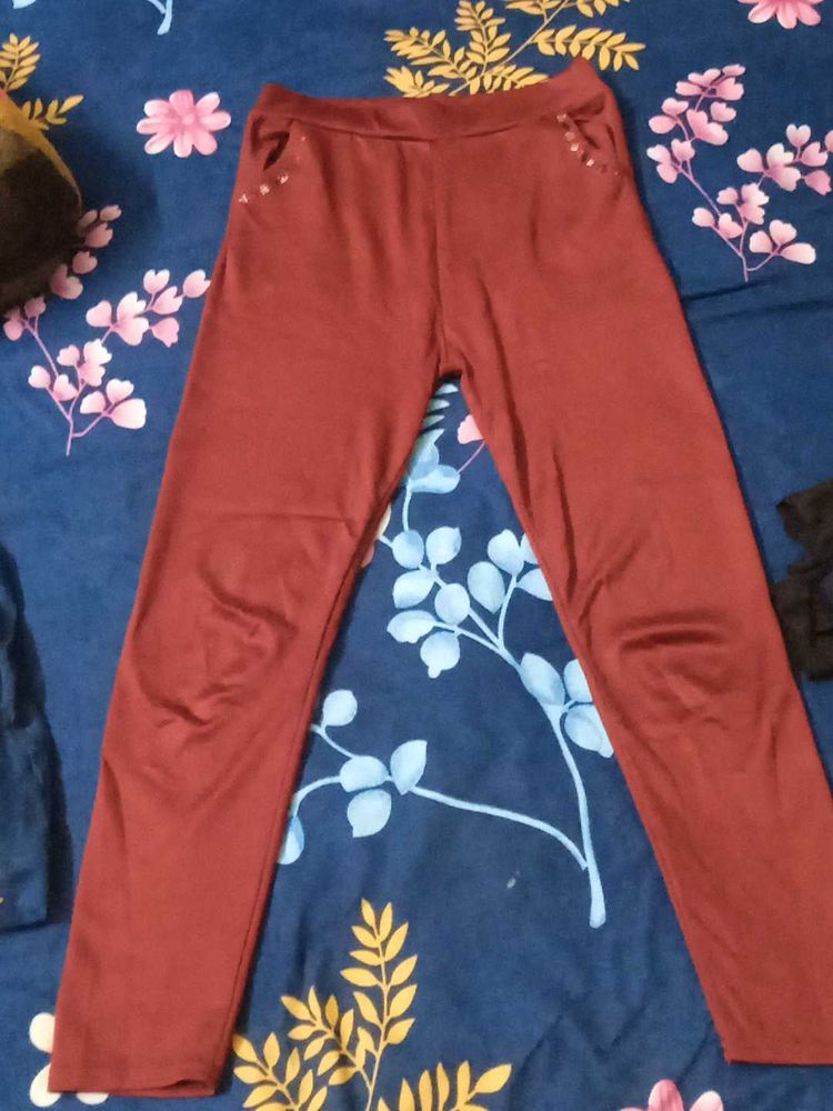 Burgundy Casual Pants