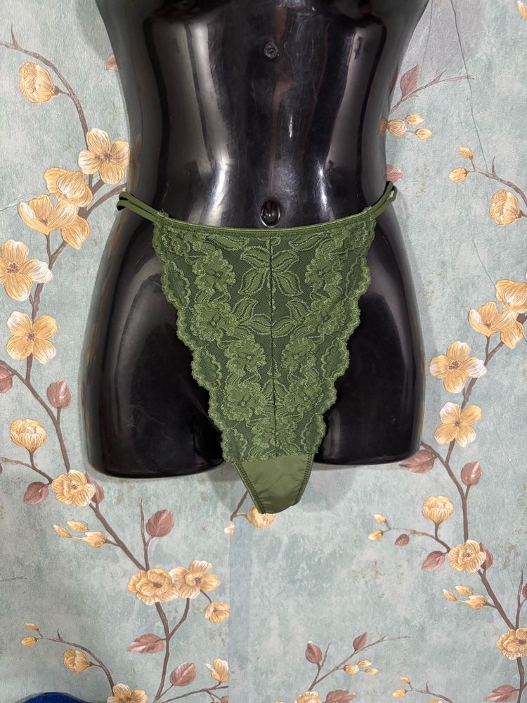 Olive Lace Thong