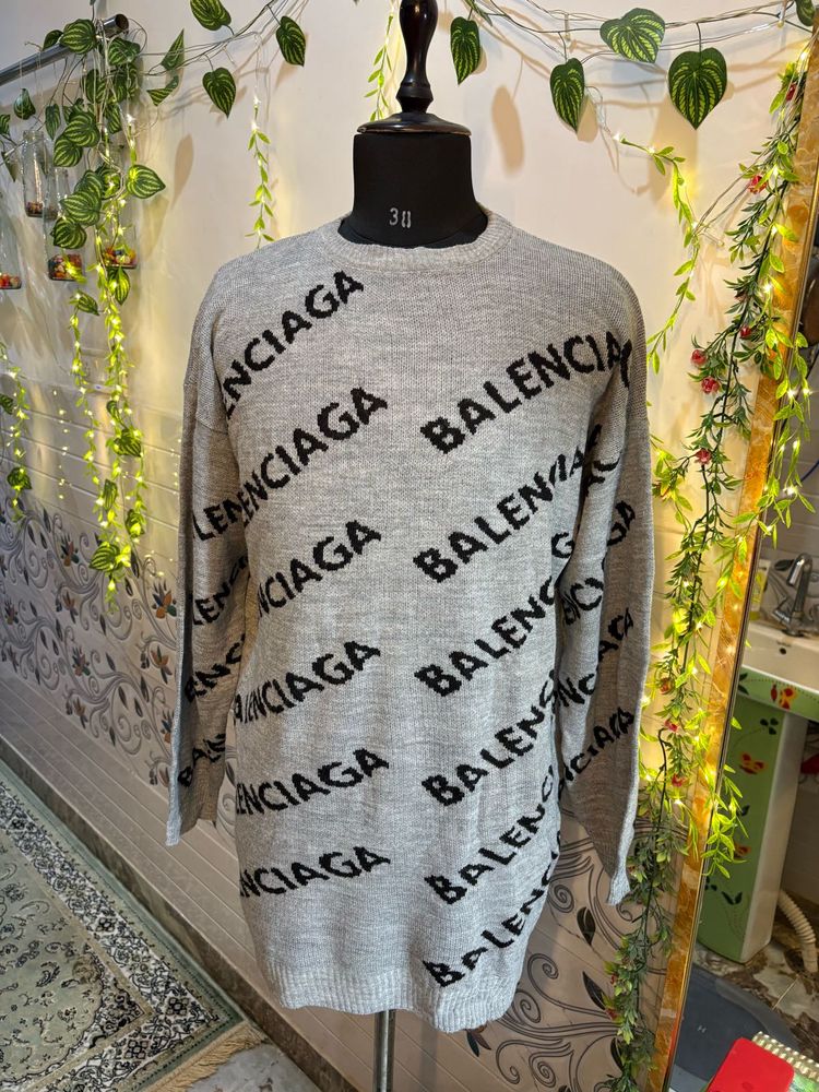 Balenciaga Grey Knit Sweater Semi Winter