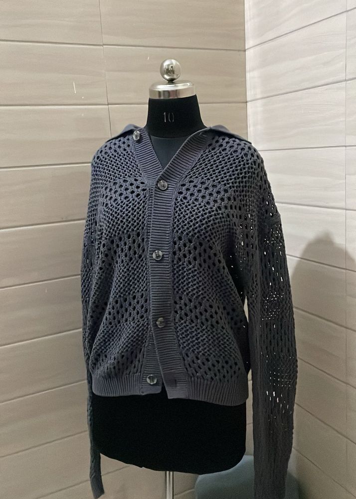 ZARA oversized Grey Knit Cardigan