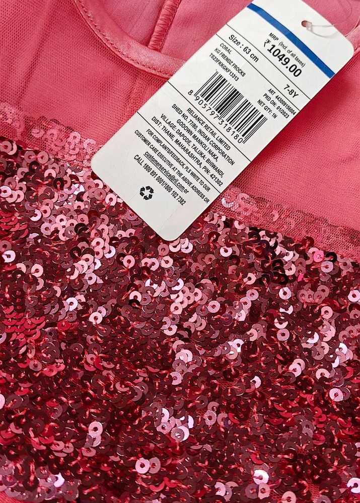 Girl&#39;s Coral Sequin Dress 2 To 3 Years