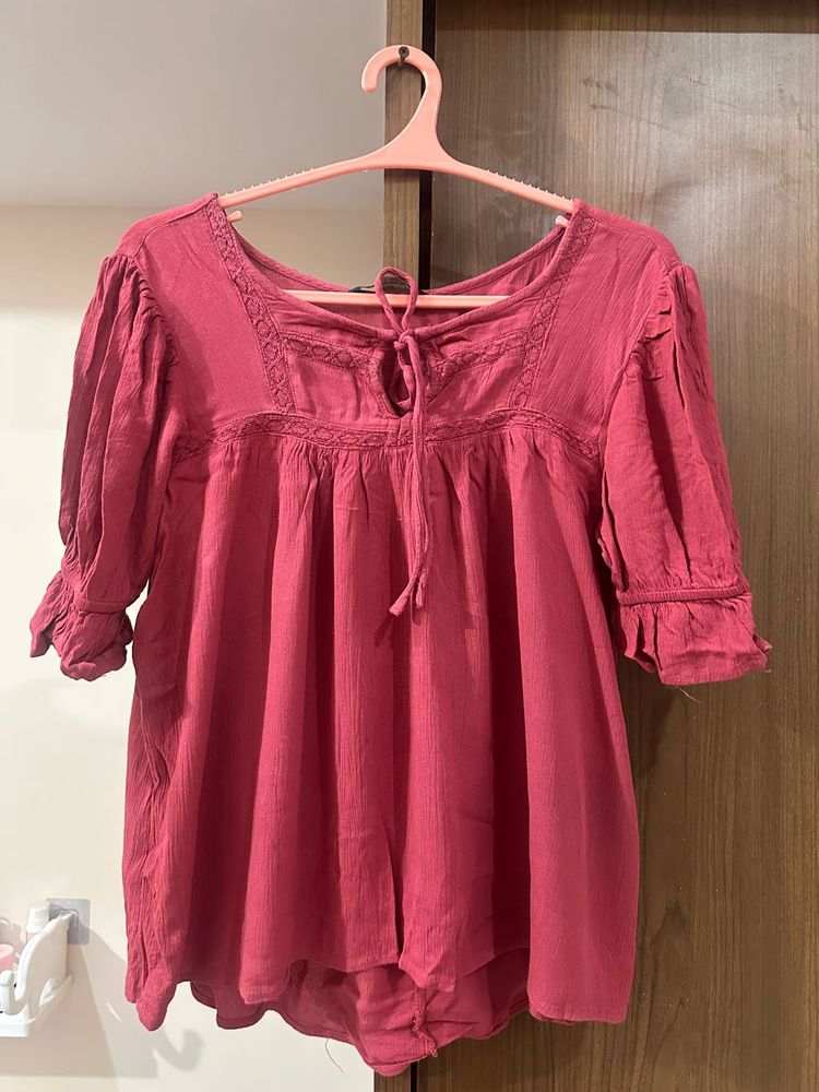 Pink Tie-Neck Top | Clearance sale price drop