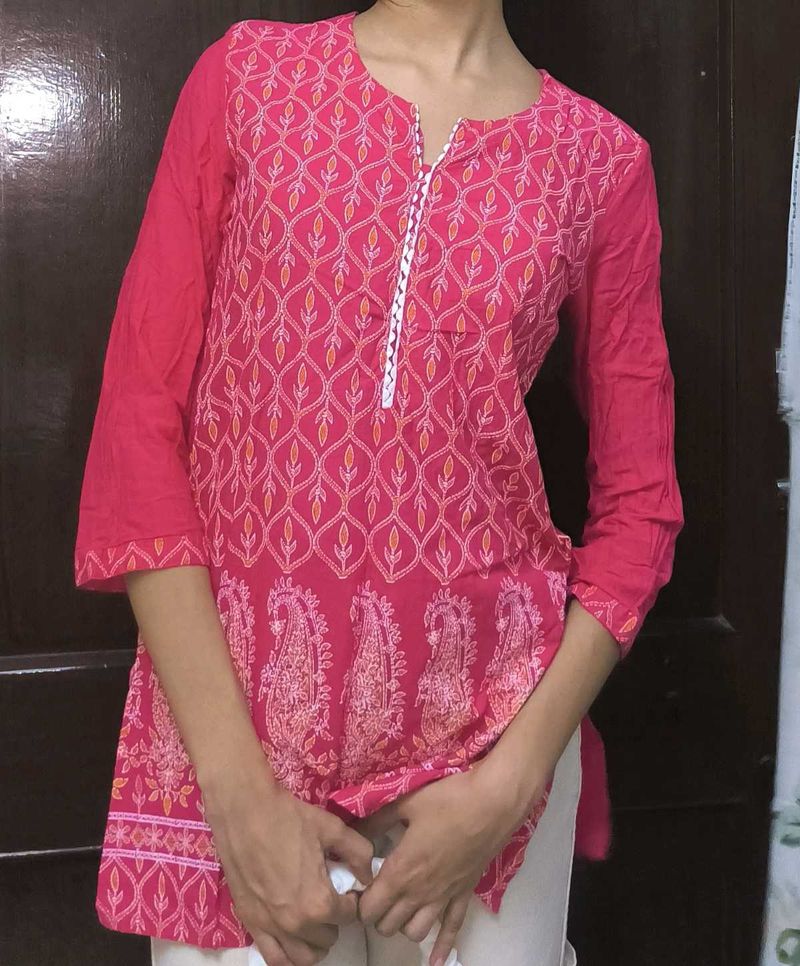 Pink Printed Kurta