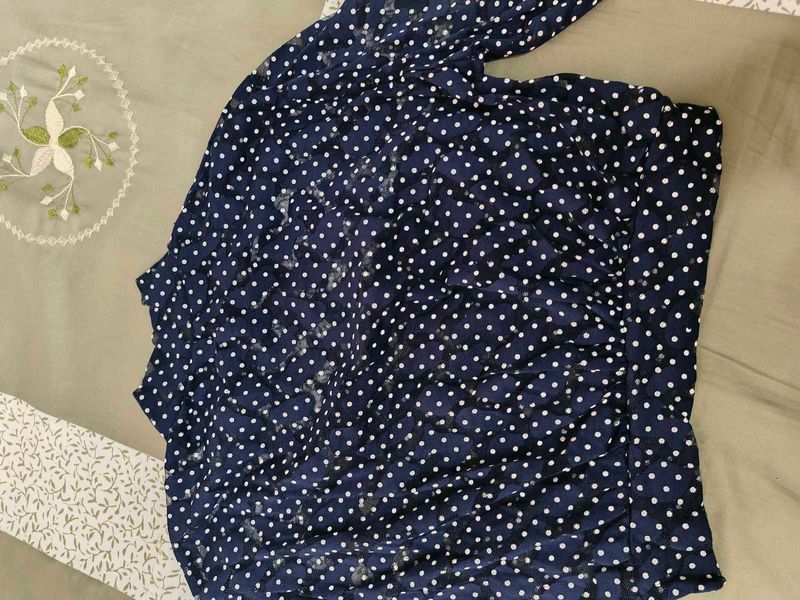 Navy Polka Dot Top