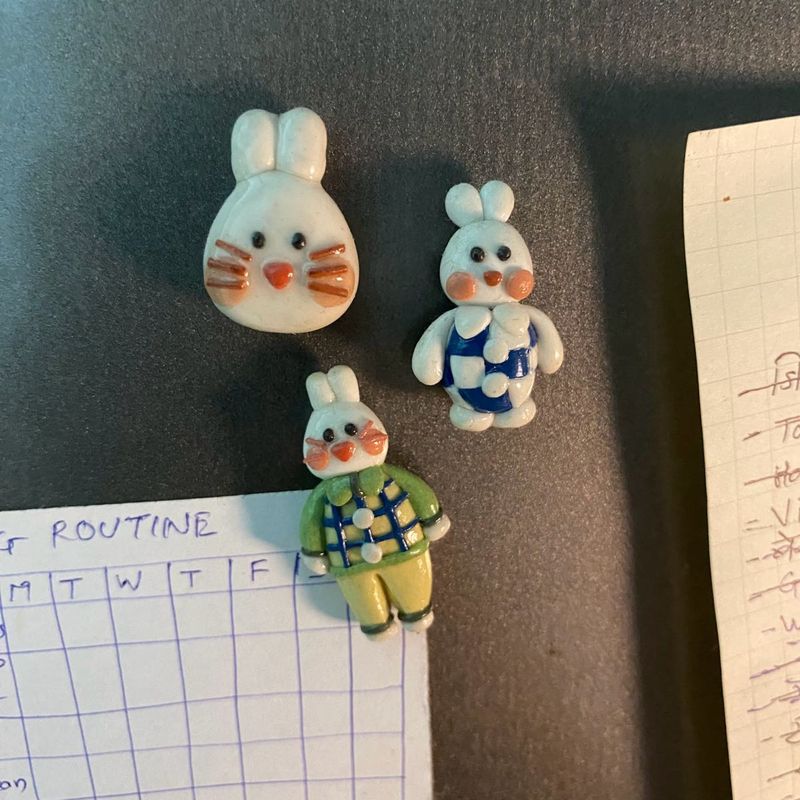 3 Bunny Refrigerator Magnets