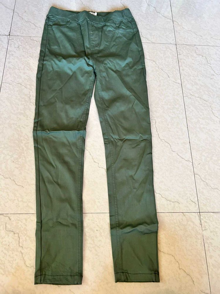 Olive Green Casual Pants