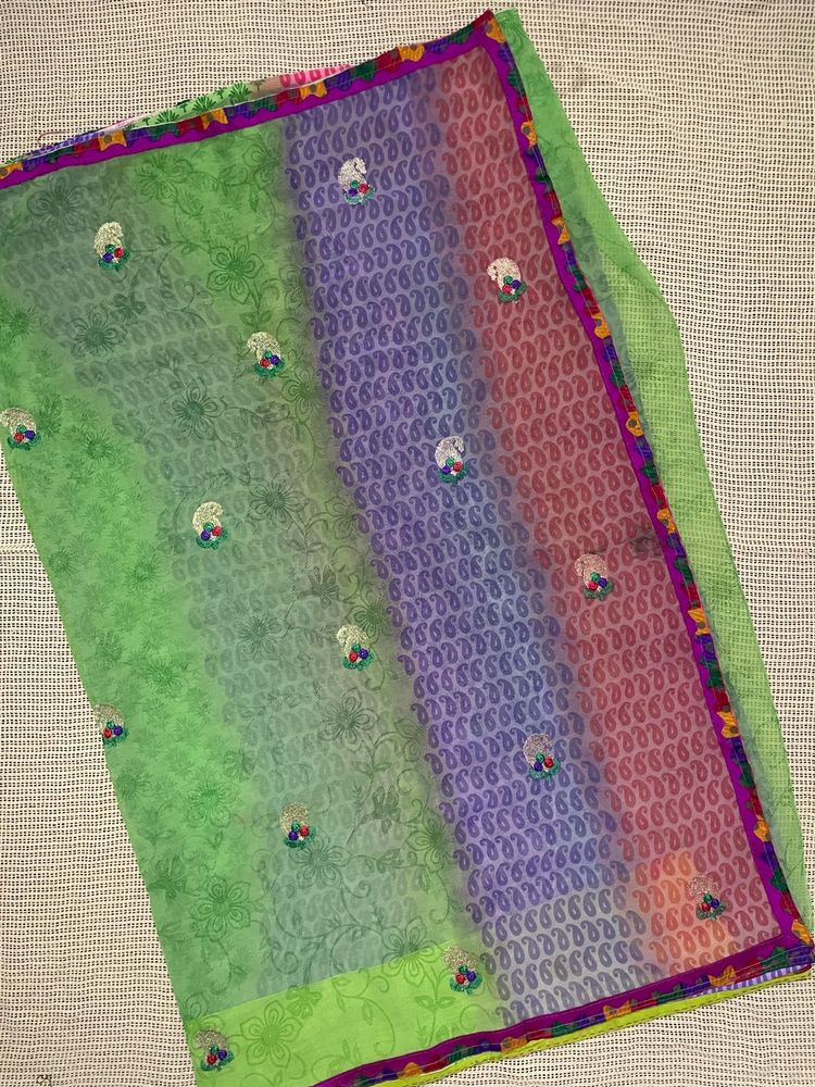 Multicolour Embroidered Saree