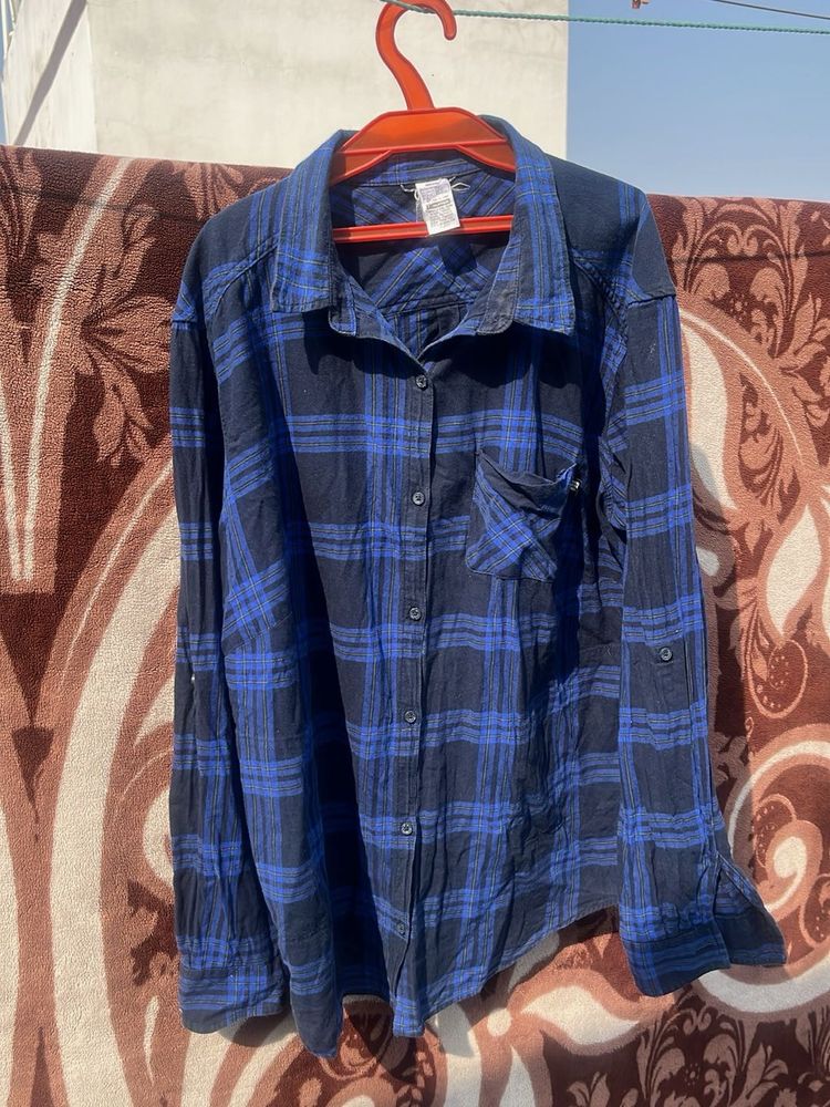 Blue Plaid Flannel Shirt