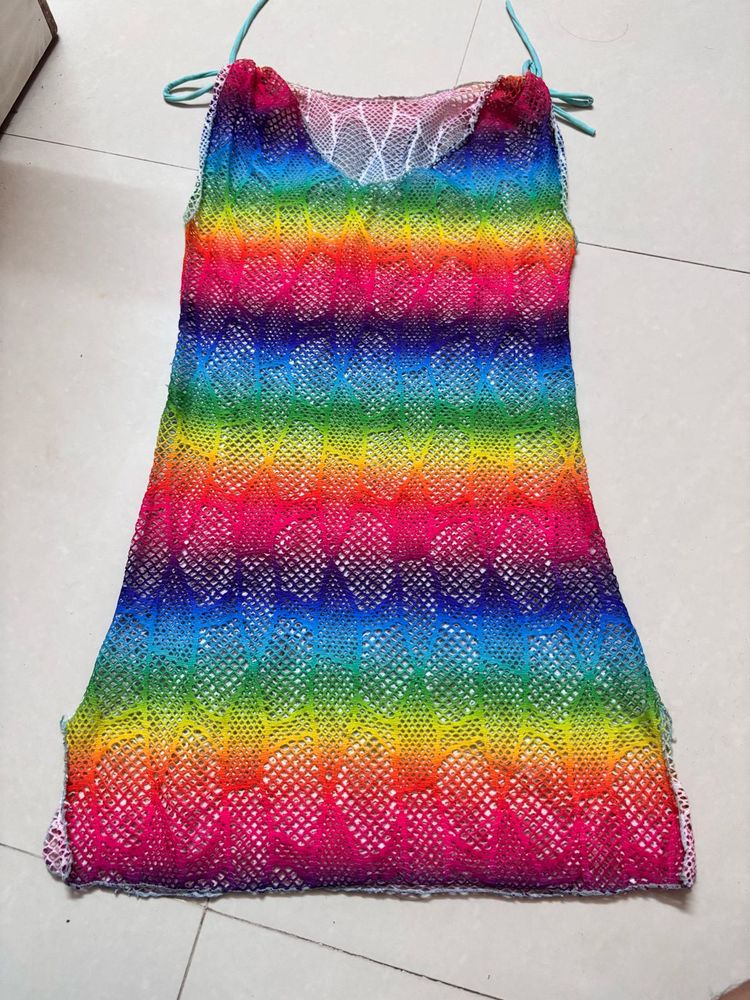 Rainbow Knit Cover-Up Dress