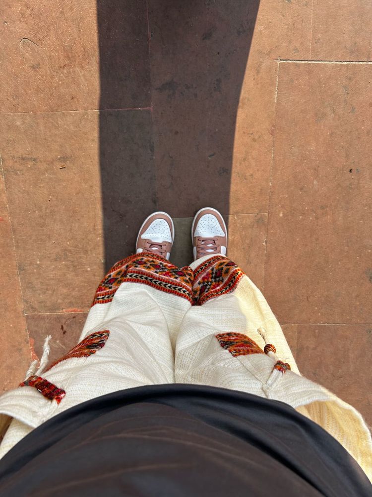 Embroidered Cream Pants