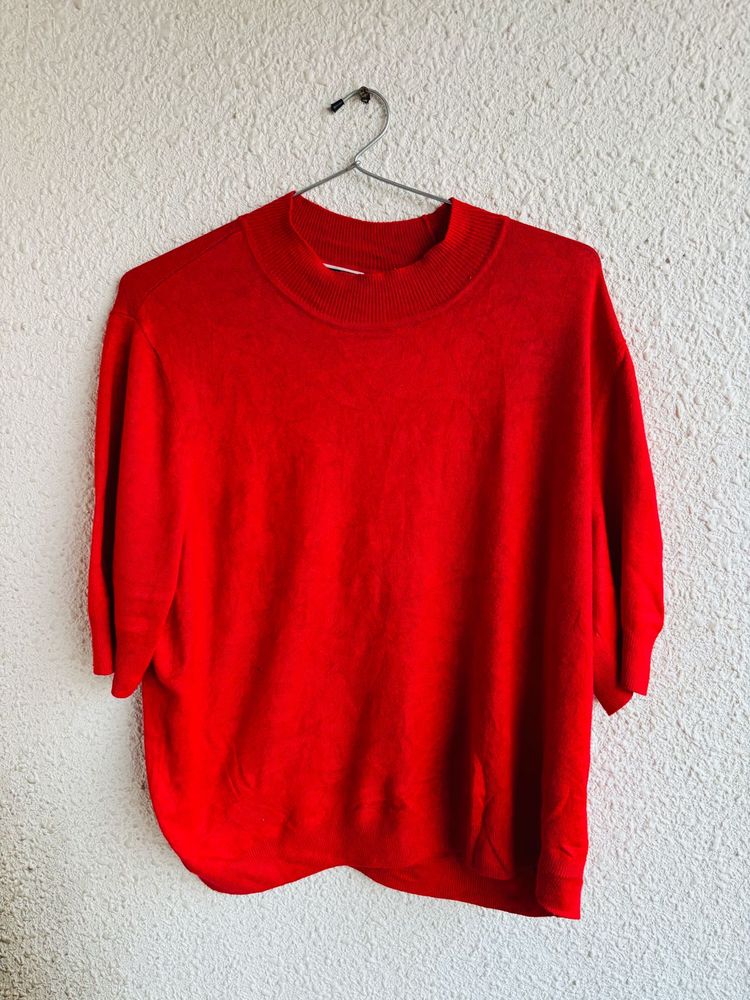 Red Knit Top - Stylish &amp; Comfy