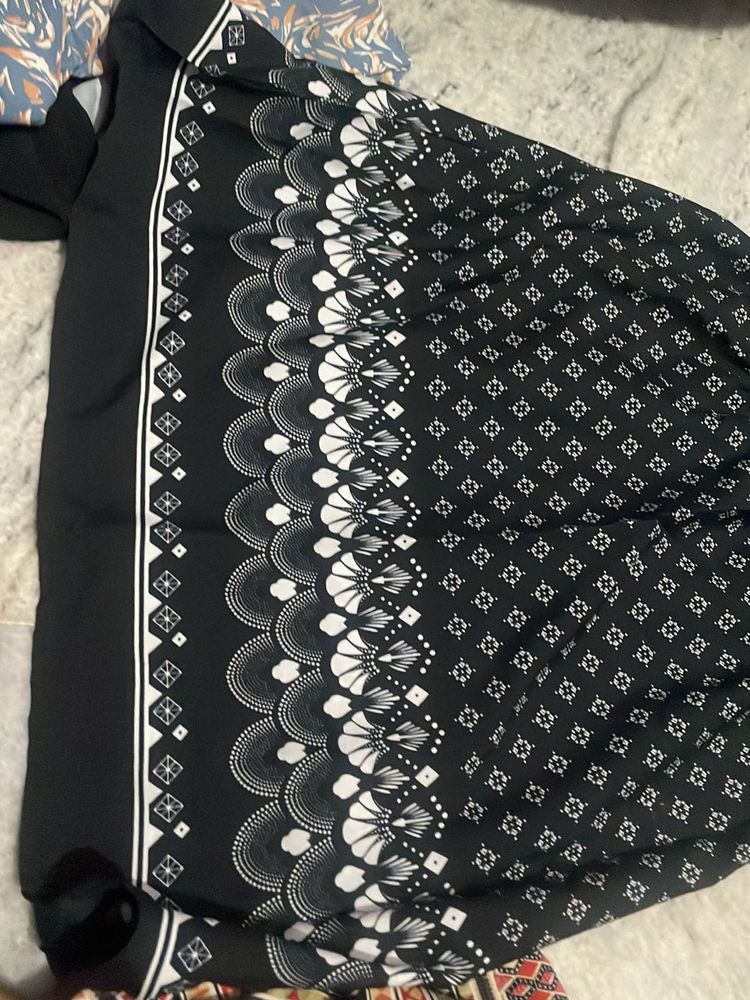 Black &amp; White Patterned Dress