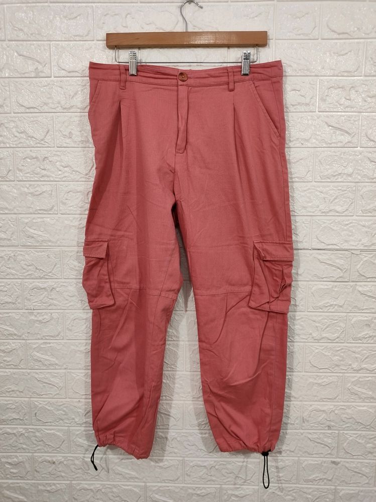 Women Peach Casual Cargo Style Summer Joggers