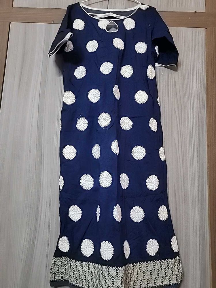 Navy Blue Kurti With Dupatta