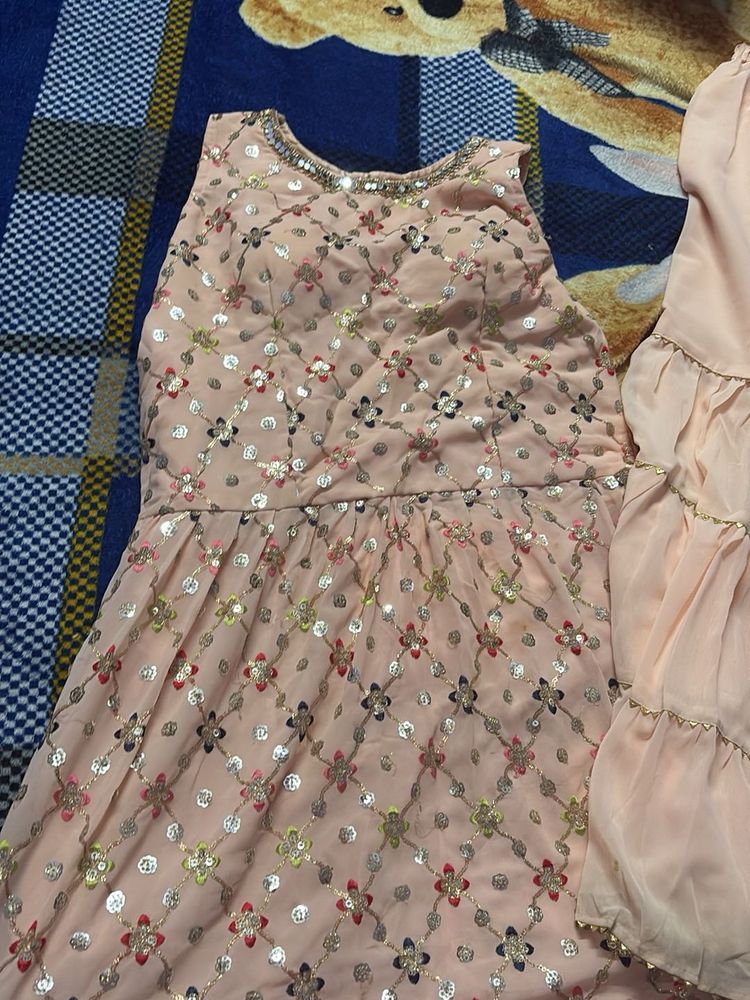 Peach Embellished Ethnic Dress