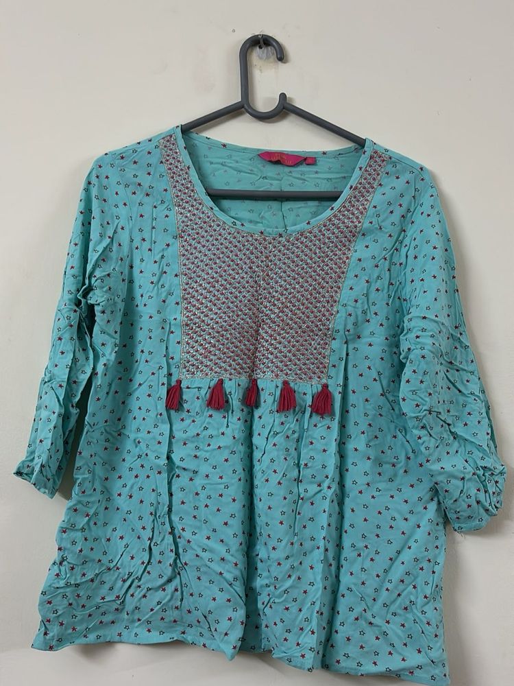 Cute Blue Tassel Top
