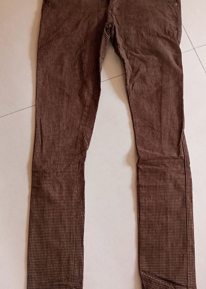 Checks Brown And Coffee Men Jeans