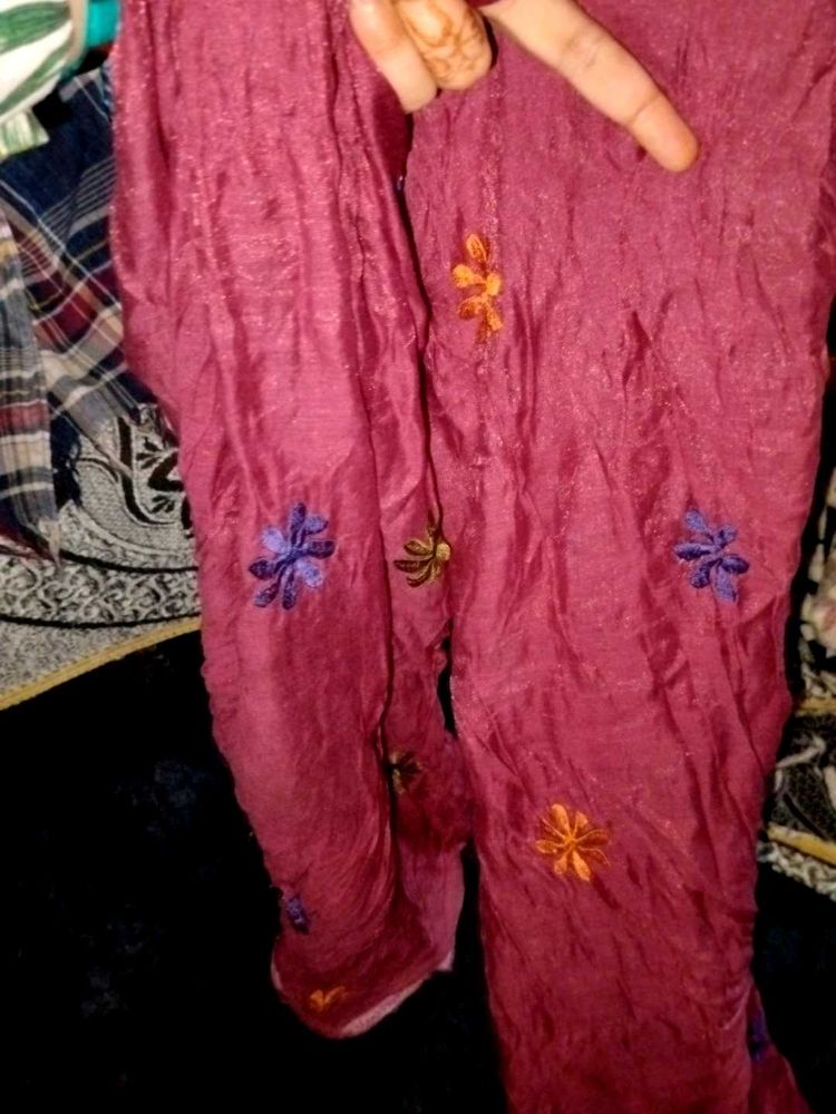 Dupatta Red With Embroidery Flower