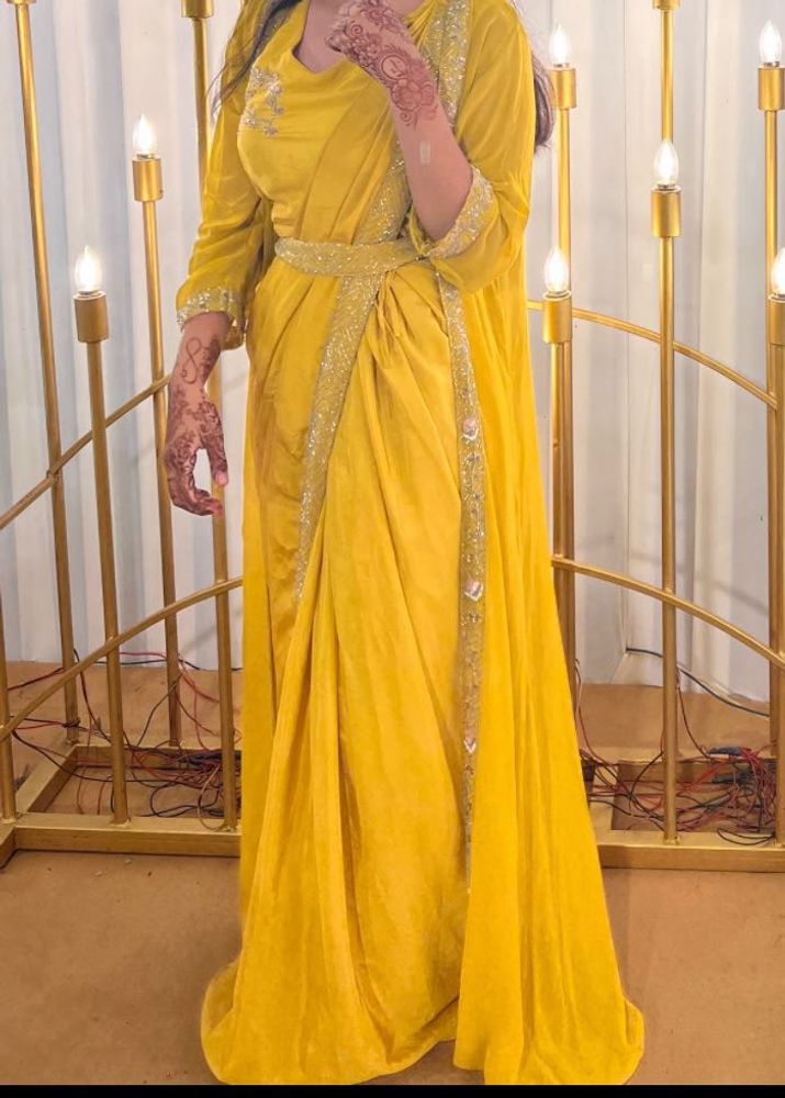Elegant Mustard Velvet Saree