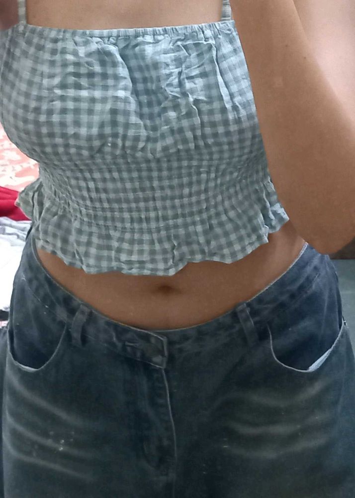 Cute Green Checkered Top