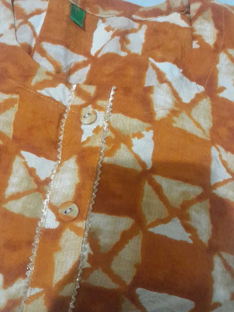 Orange &amp; White Patterned Top