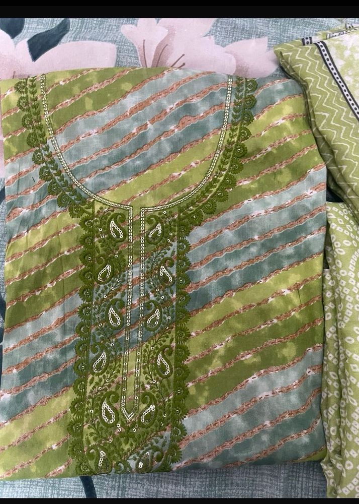 Green Printed Kurta Set