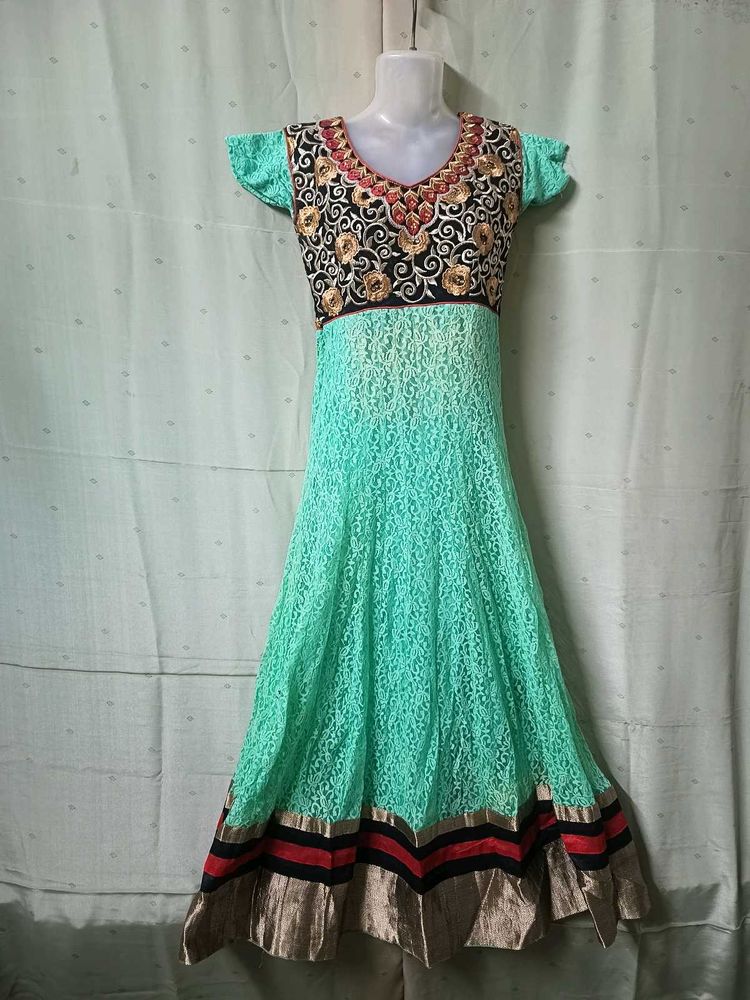 Size 38 Bust. Velvet Embroidery Long Frock
