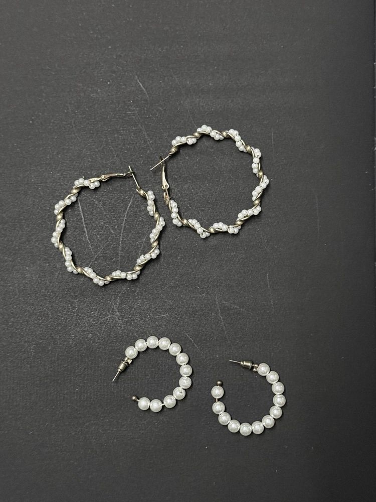 Pearl Hoop Earring Set