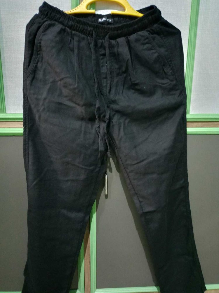 Zudio Linen fabric Black Casual Pants