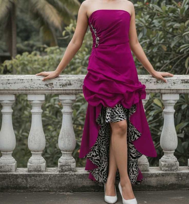 Strapless Purple Party Dress