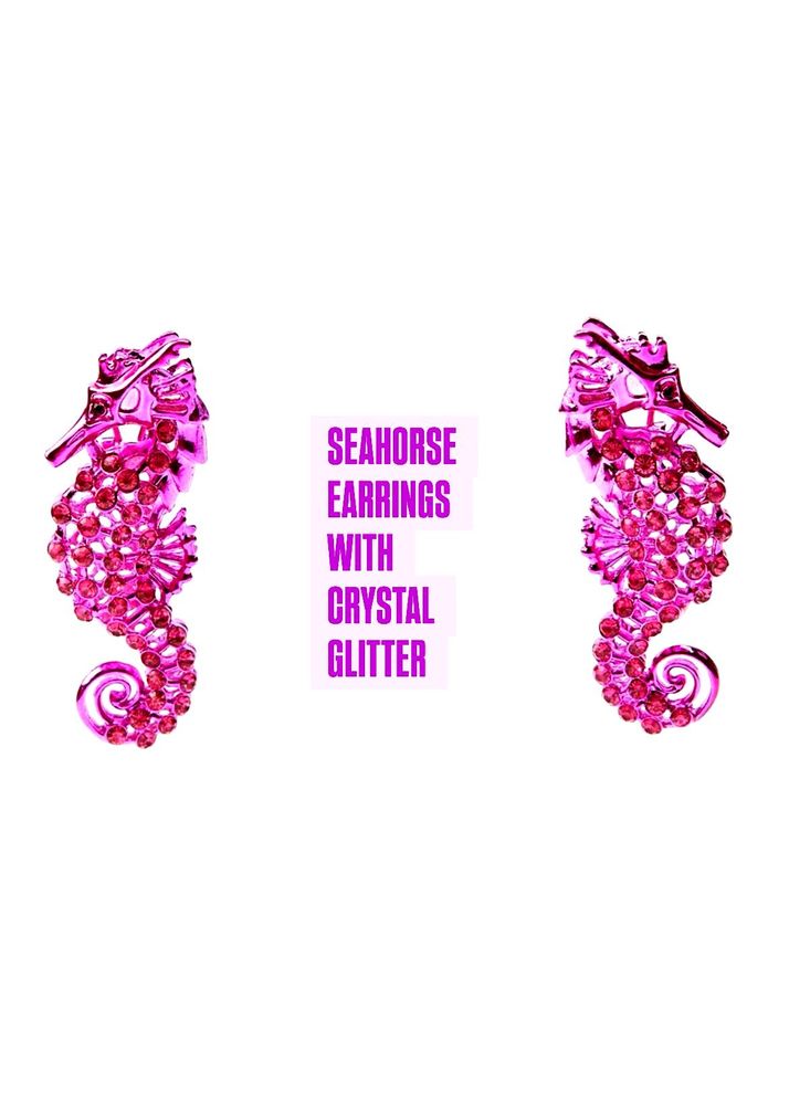 Seahorse metallic Glitter Earrings