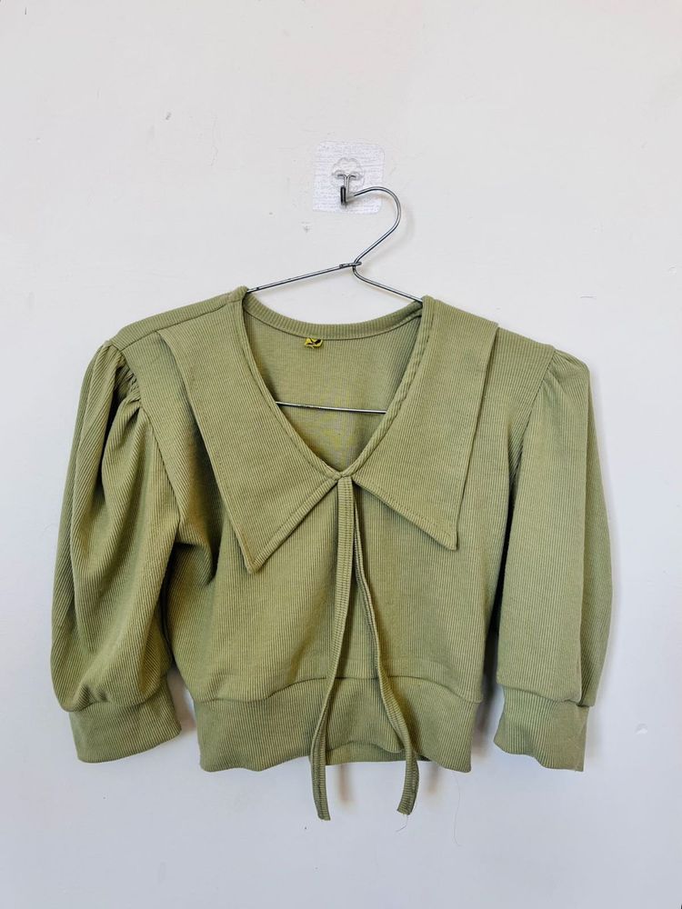 Olive Green Cropped Top