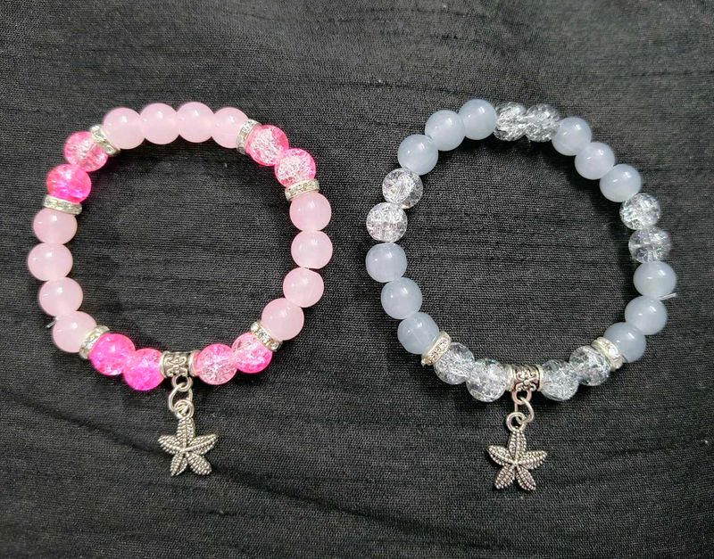FREE SHIPPING....2 Starfish Charm Beaded Bracelets