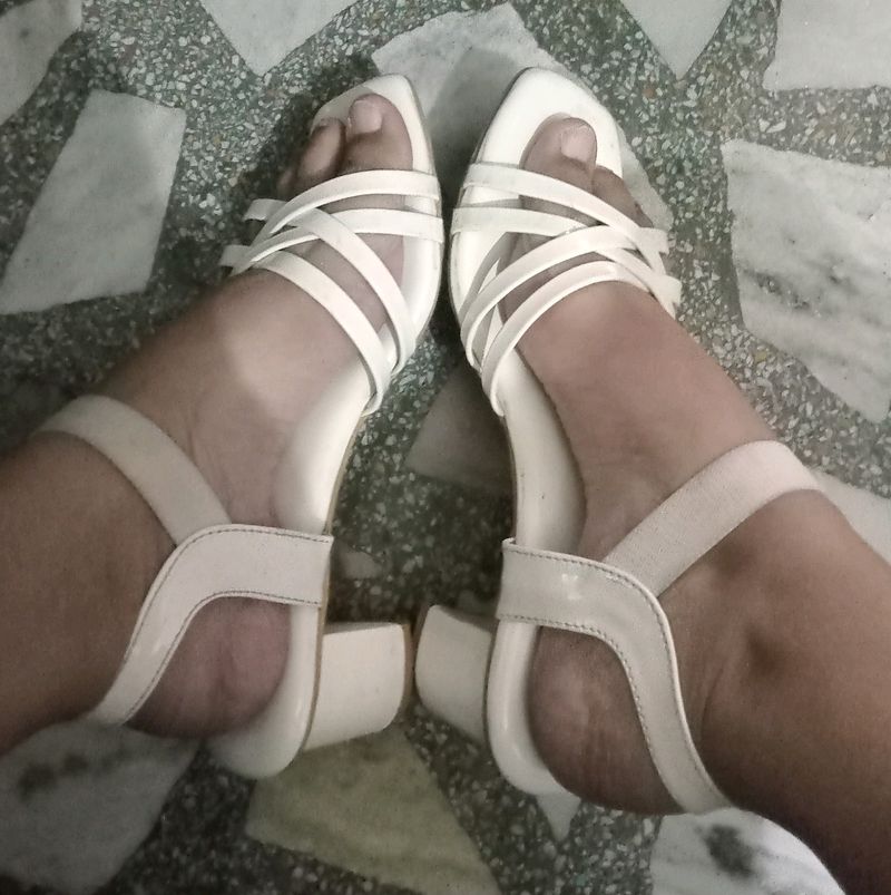 White Strappy Heels - Size 8