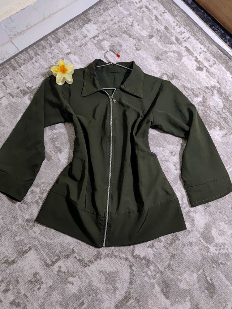 Olive Green Zip-Up Jacket