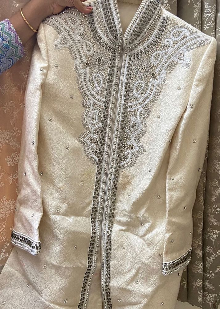 Ivory Embellished Sherwani - Formal Menswear