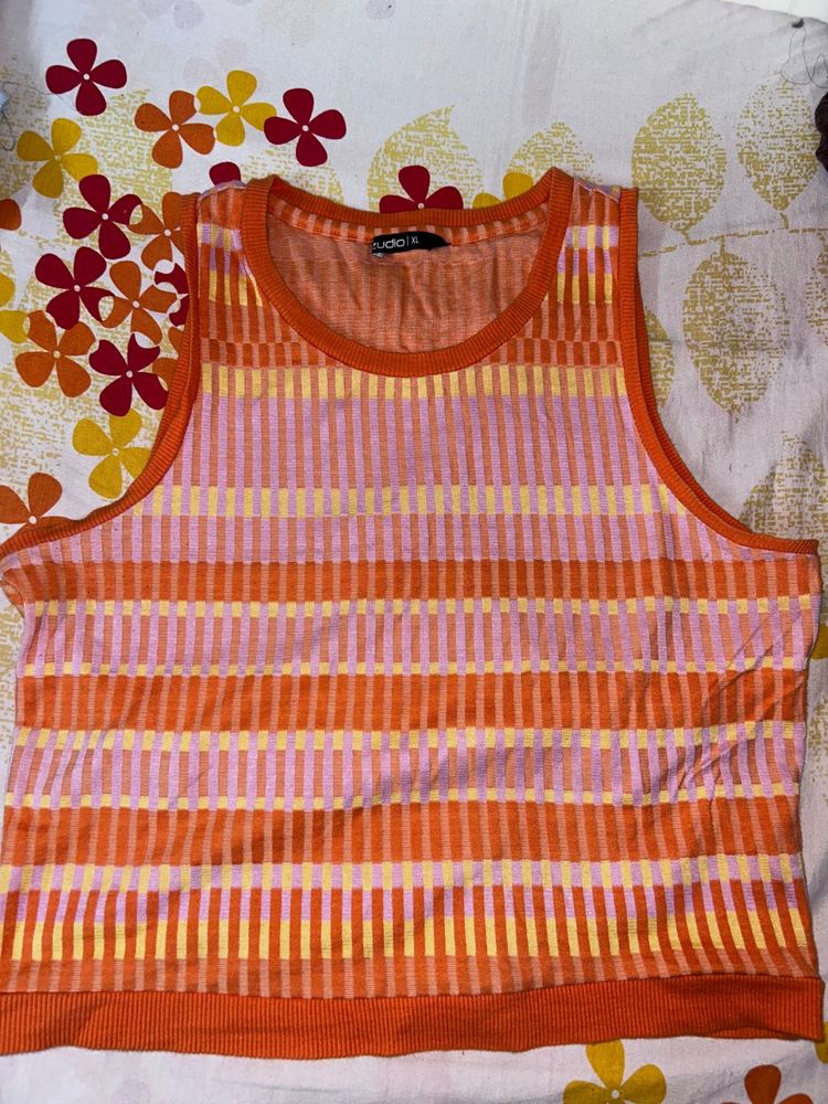 Orange Striped Tank Top