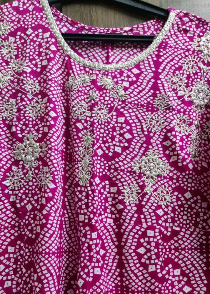 Excellent Rani Pink Cotton Anarkali