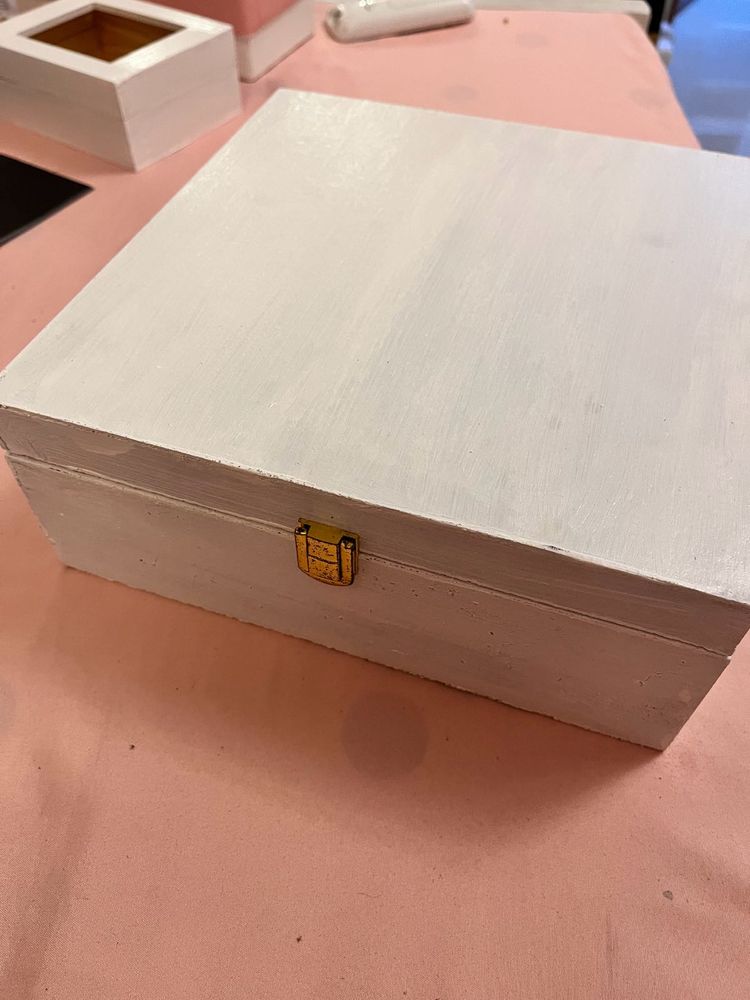 Rustic White Wooden Storage Box