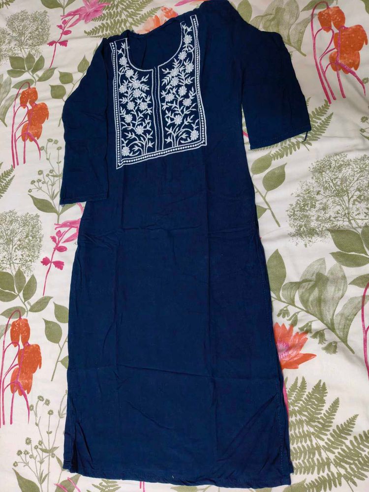 Neavy Blue Embroidery Kurti