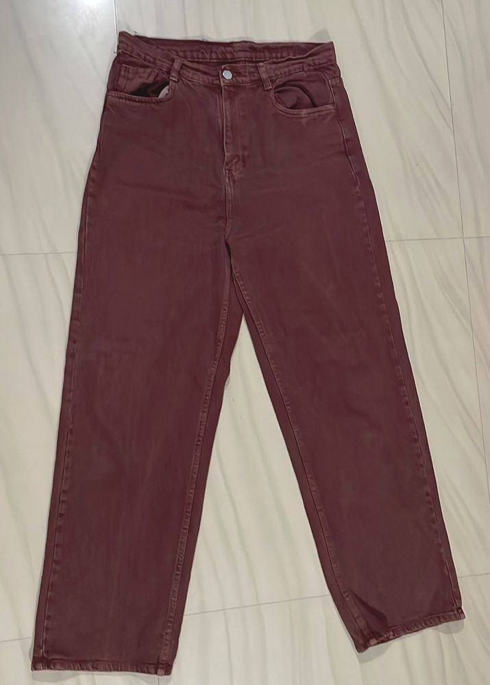 Brown High Waist Wide Leg Jeans