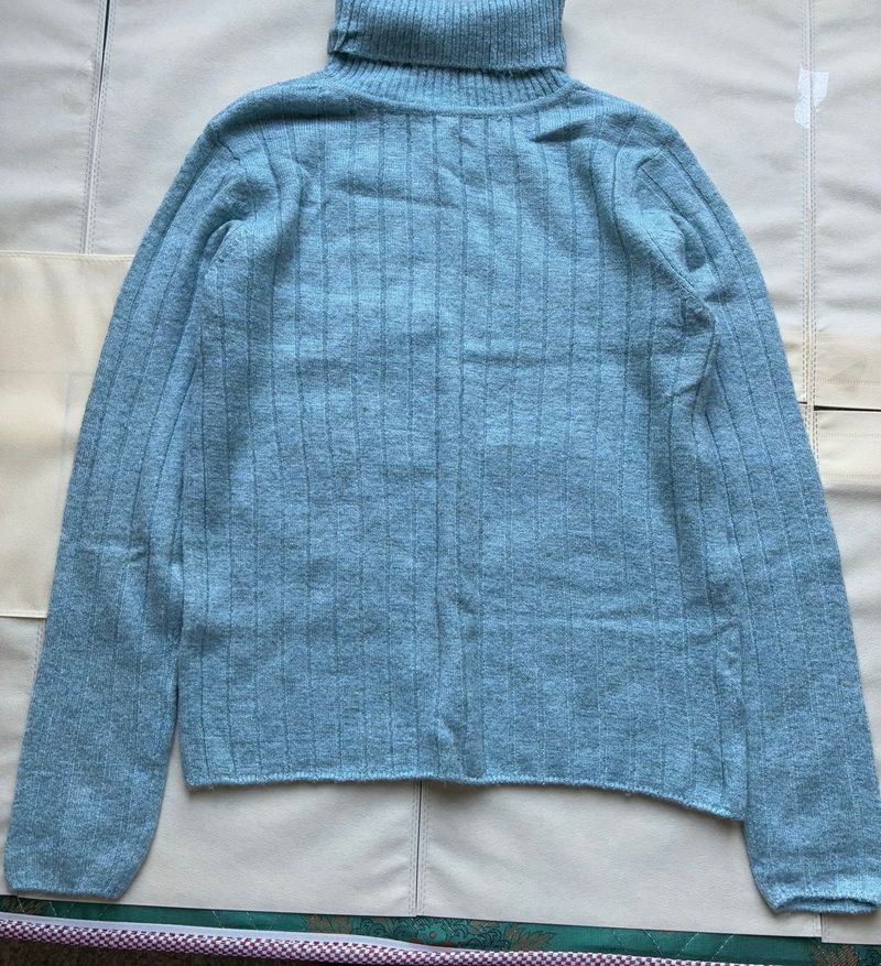Blue Turtleneck Sweater