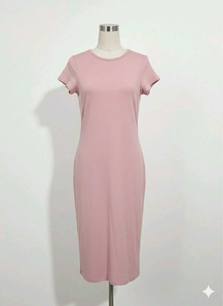 Pink Bodycon Midi Dress