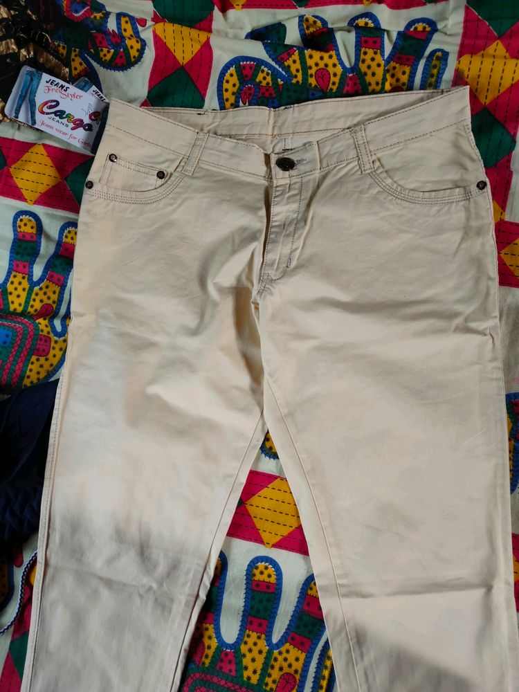 Cargo Jeans Cream Colour