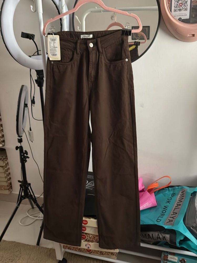 Brown Straight Leg Jeans